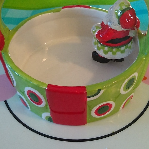 SANTA CANDY DISH FITZ & FLOYD CERAMIC 5 X 5 INCHES - Picture 8 of 10